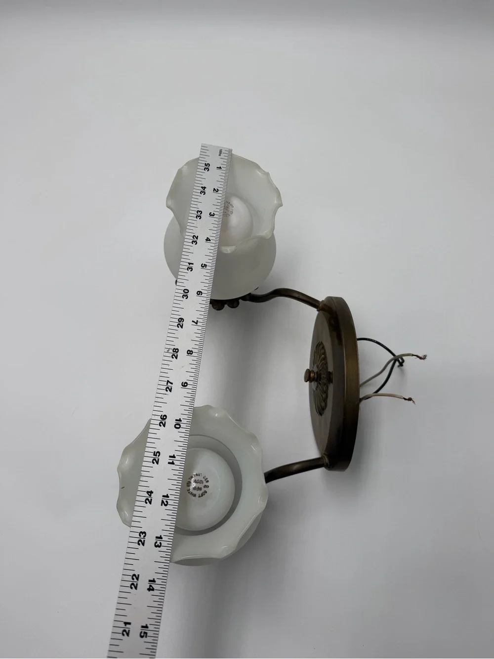Vintage Lavery & Co. 2 Light Wall Sconce Frosted Tulip Glass Brass Fixture